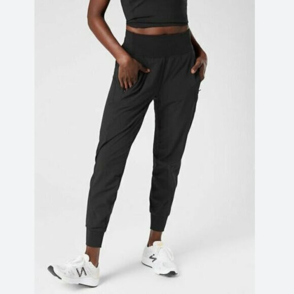 Athleta Distance Jogger Pants Activewear Black No Dig Waistband High Rise MEDIUM - Picture 1 of 13
